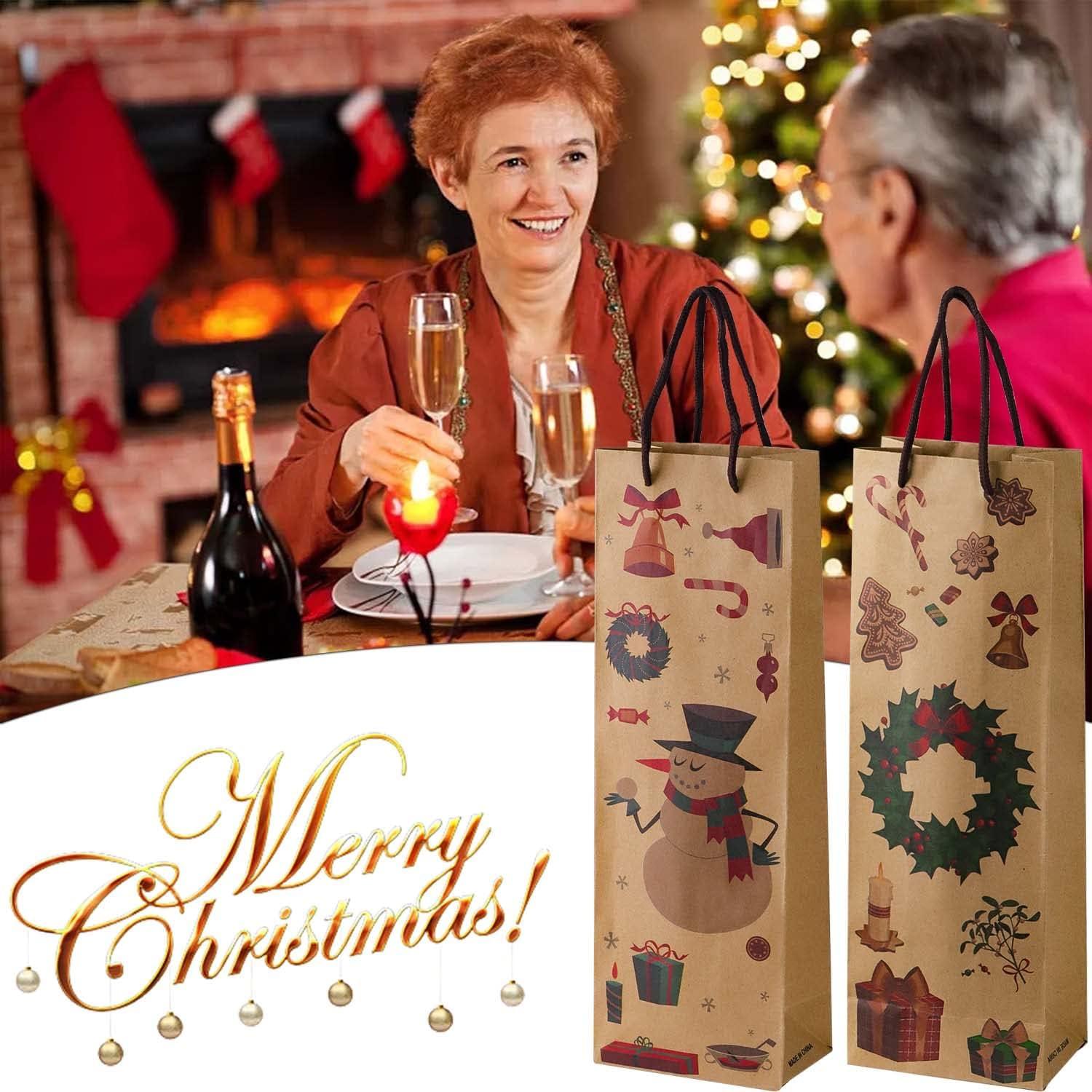 Geschenktaschen Weintüten Weihnachten 6 Stück Flaschentüten für Wein