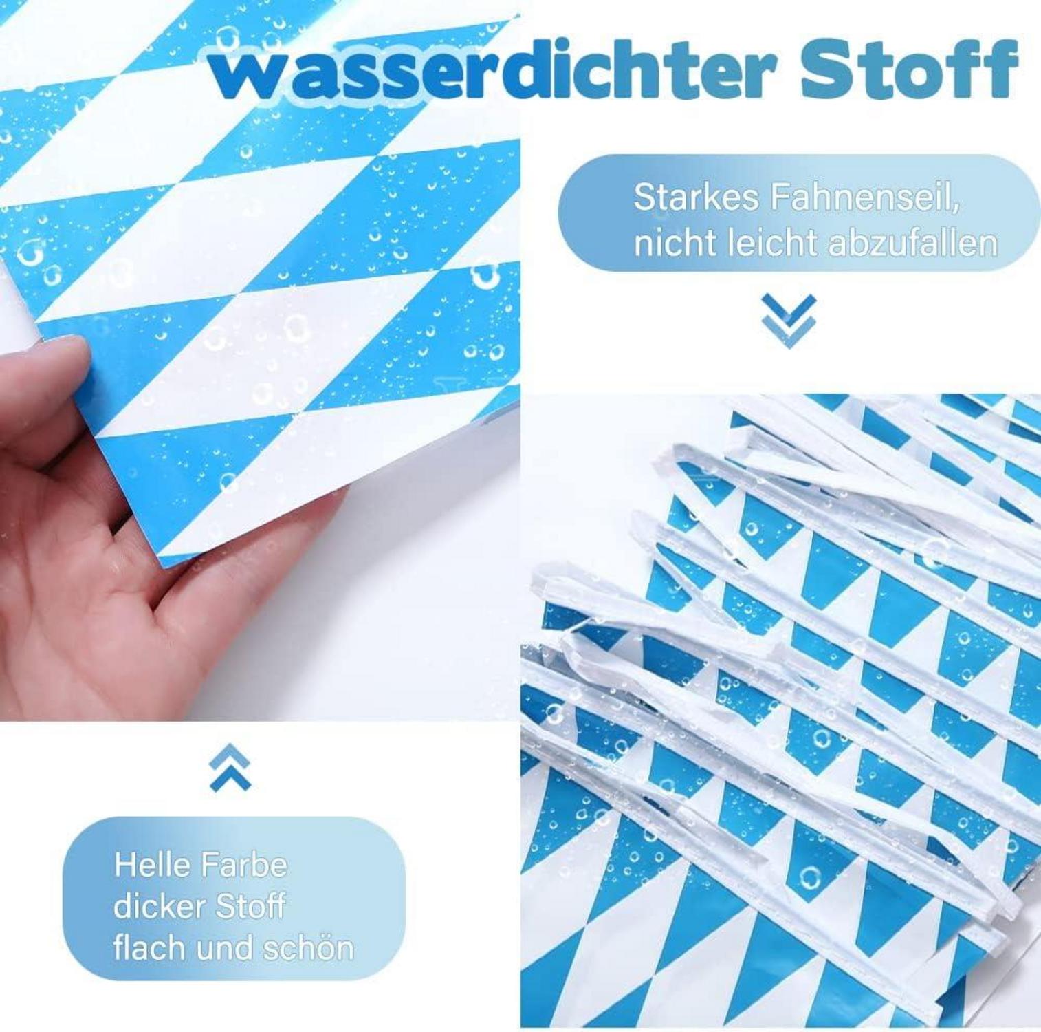 Oktoberfest Partydekoration 2x 274x137cm Tischdecke 5x 2m Wimpel Banner Blau
