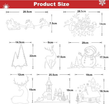 Weihnachtsfensteraufkleber 145 Schneemann Rentier Elfe Santa