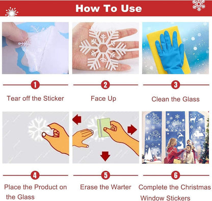 MIUTME Weihnachts-Fensteraufkleber 145 Stück Schneemann Rentier Elfe Santa Schneeflocke