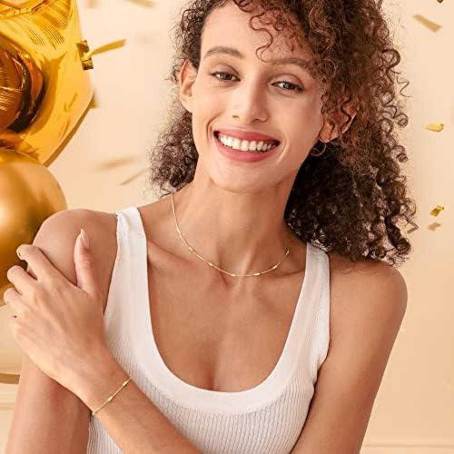 Zirkonia Layered Armband 925 Sterling Silber Gold 14k vergoldet