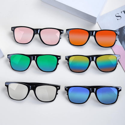 6er Set Neon Bunte Sonnenbrillen Vintage Brille Damen Herren UV Schutz