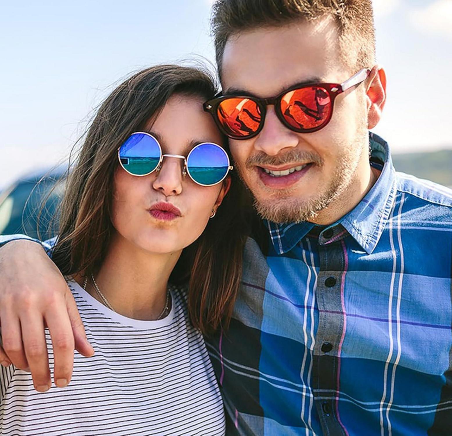 6er Set Neon Bunte Sonnenbrillen Vintage Brille Damen Herren UV Schutz