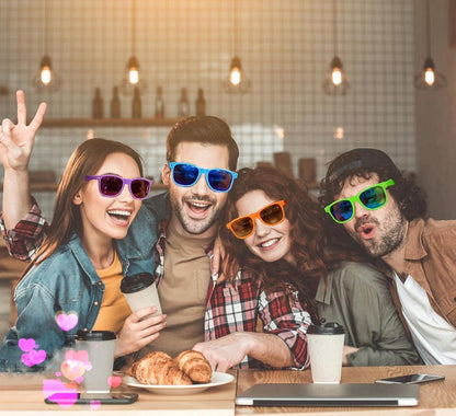 6er Set Neon Bunte Sonnenbrillen Vintage Party Herren Damen UV Schutz