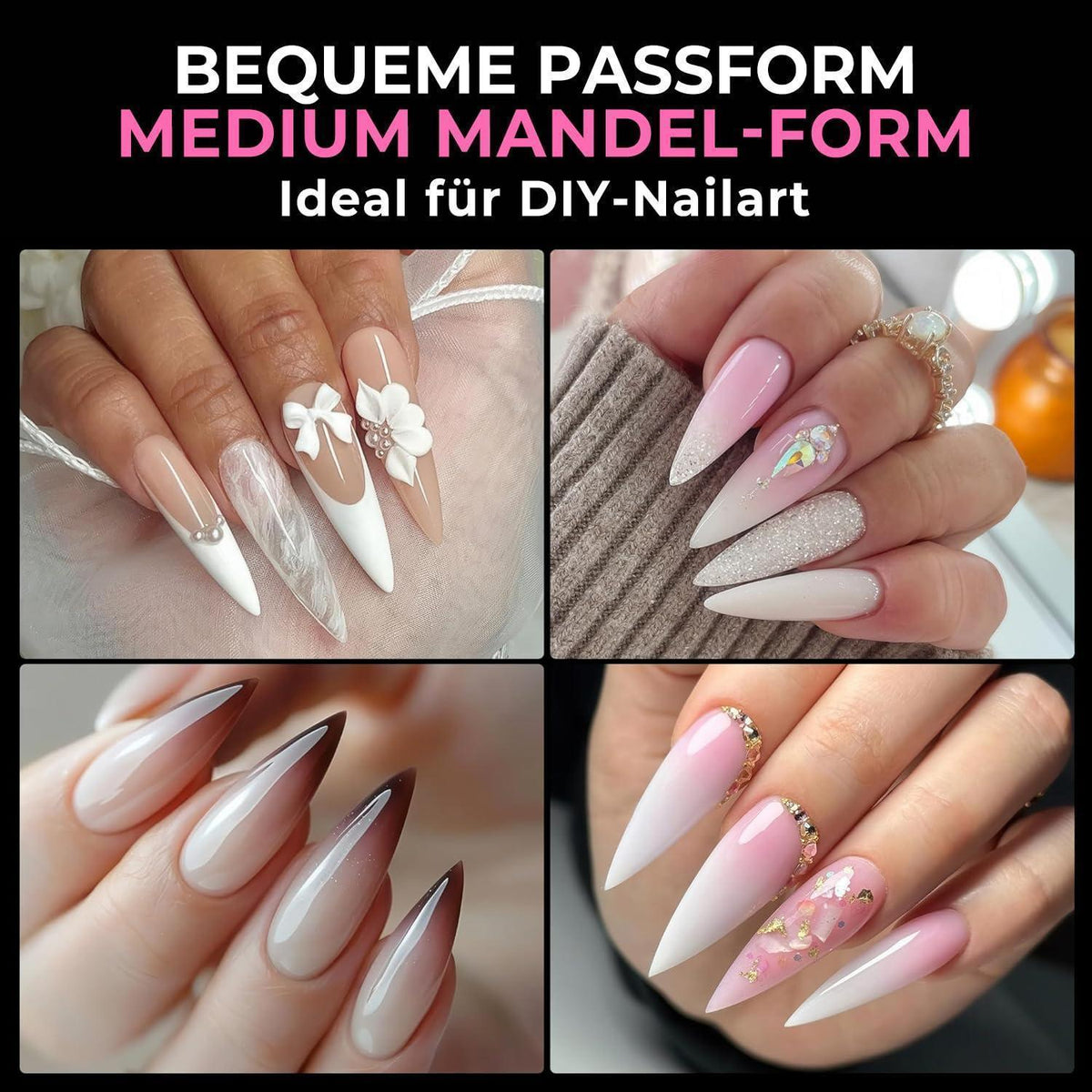 Stiletto Nagelspitzen 216 Stück – 12 Größen für DIY Nageldesign