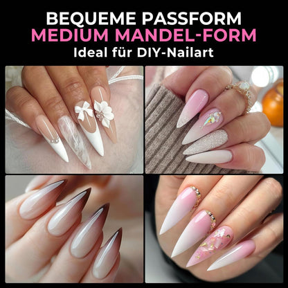 Stiletto Nagelspitzen 216 Stück – 12 Größen für DIY Nageldesign