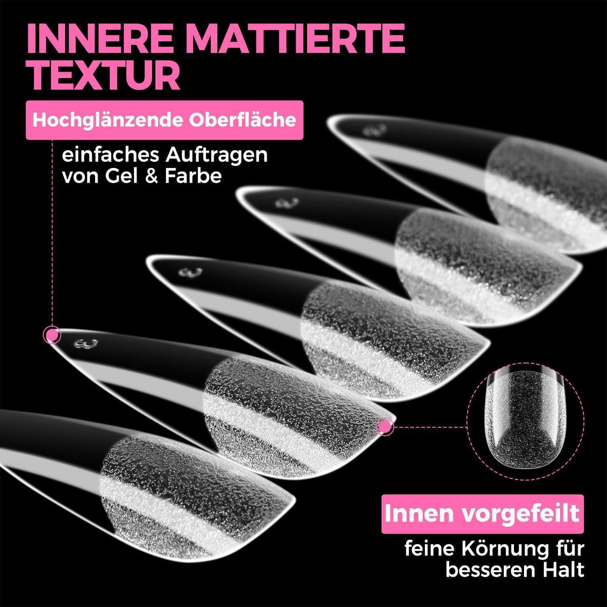 Stiletto Nagelspitzen 216 Stück – 12 Größen für DIY Nageldesign