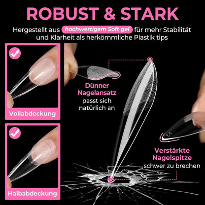 Stiletto Nagelspitzen 216 Stück – 12 Größen für DIY Nageldesign