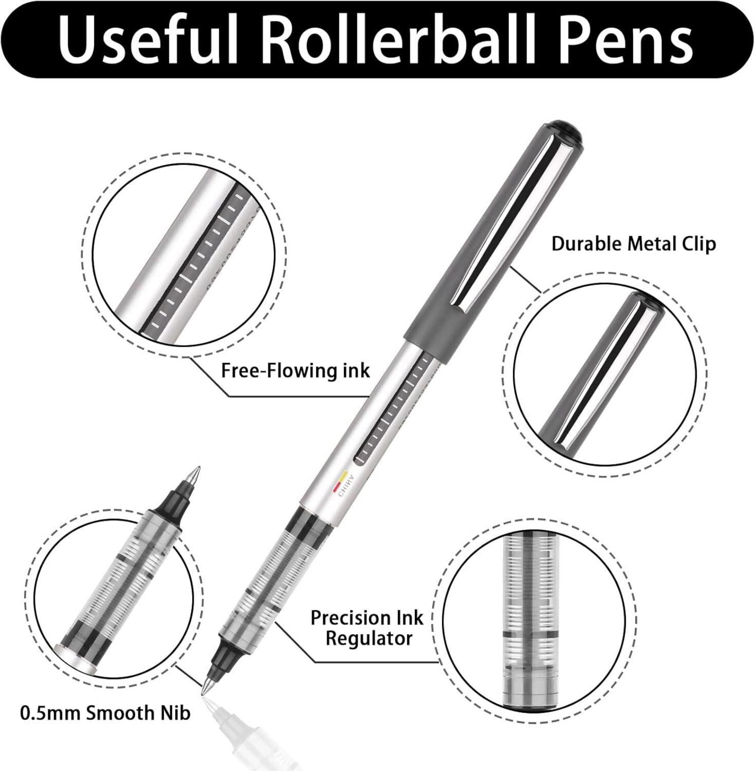 Weysoo Gelschreiber Set 10 Stück, schnell trocknende schwarze Tinte, Kugelschreiber 0,5-mm-Tintenstift