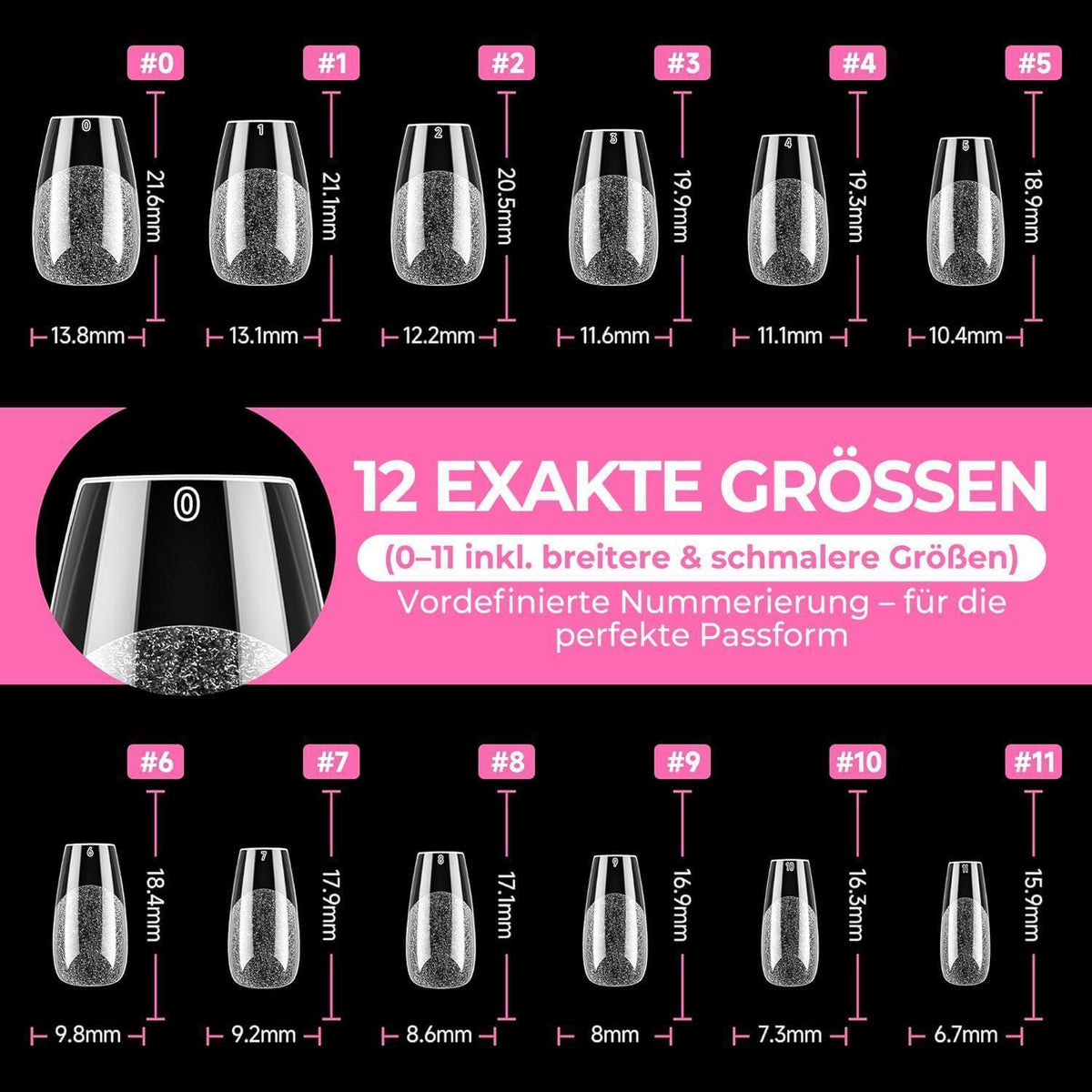 Kurze Ballerina Nagelspitzen 216 Stück – Vollabdeckung Gel Nägel