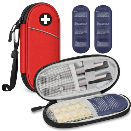 Insulin Kühltasche mit Kühlakkus – Diabetiker Tasche Rot