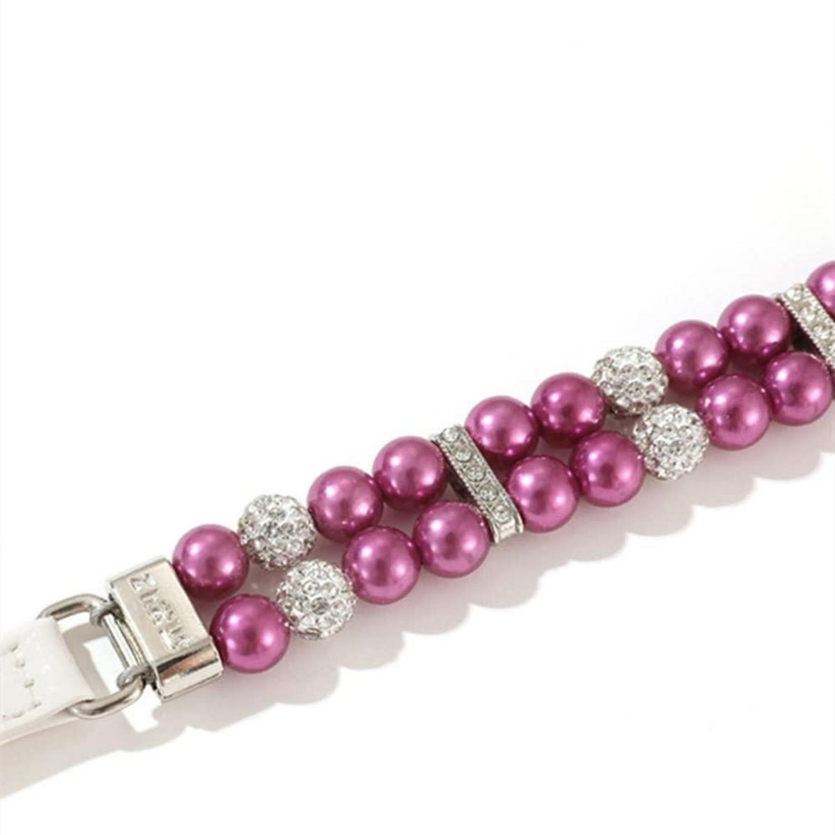 Hundehalsband Perle Violett, Verstellbar M 33cm