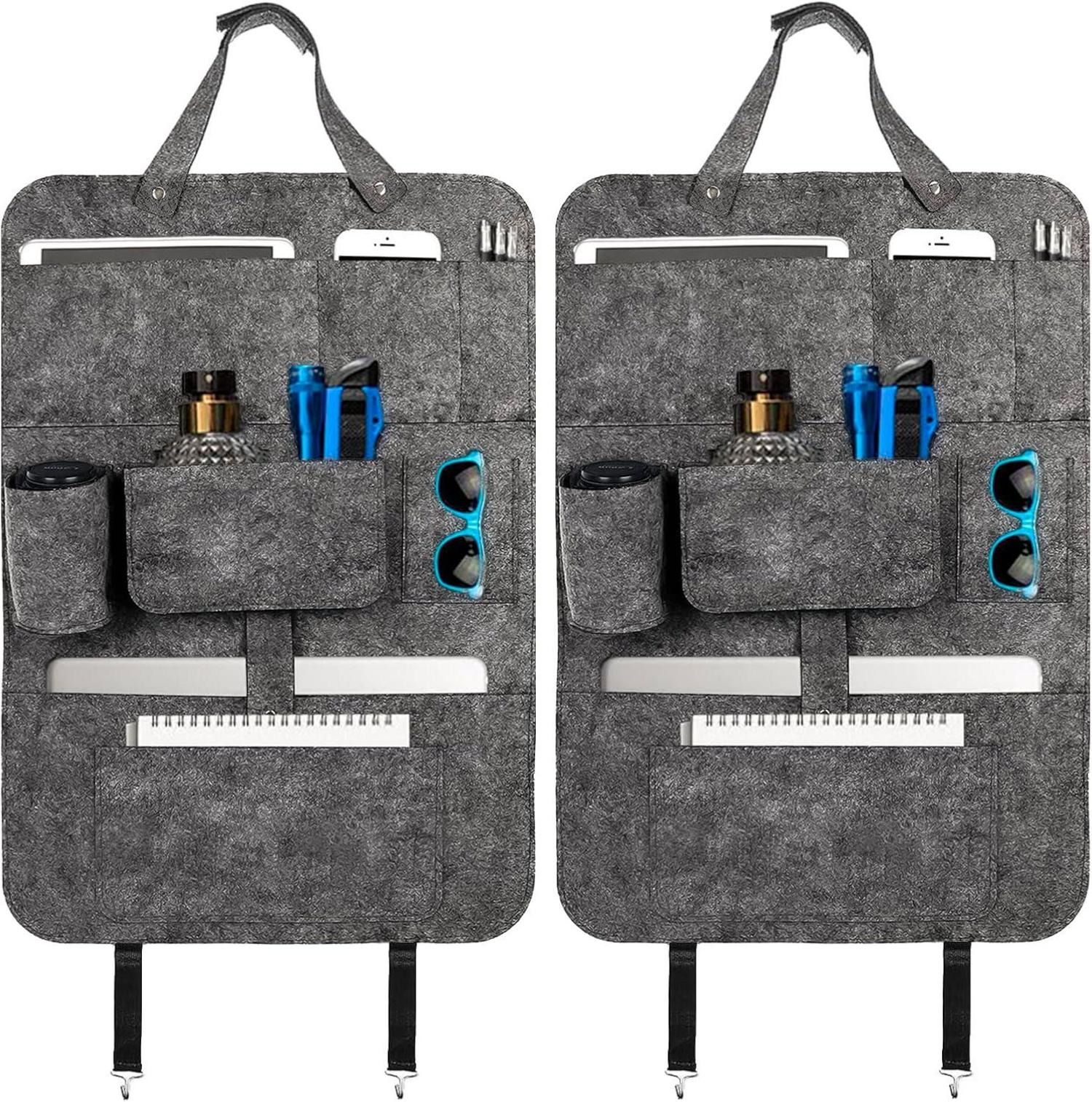 Filz-Autositz-Organizer Aufbewahrungstasche Dunkelgrau 2er Set