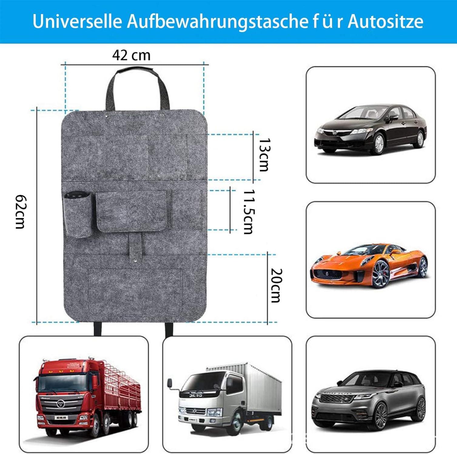2er Set Autositz Organizer Filz Aufbewahrungstasche Dunkelgrau Auto Gadget