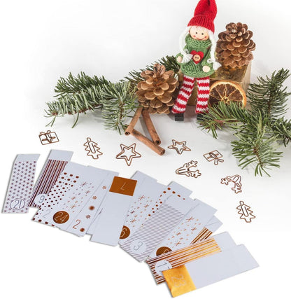 Adventskalender Bastelset 24 Weihnachtstüten Zahlen Metall-Klammern