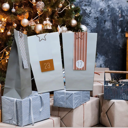 Adventskalender zum Selbstbefüllen Kraftpapiertüten DIY Set mit Zahlenkarten