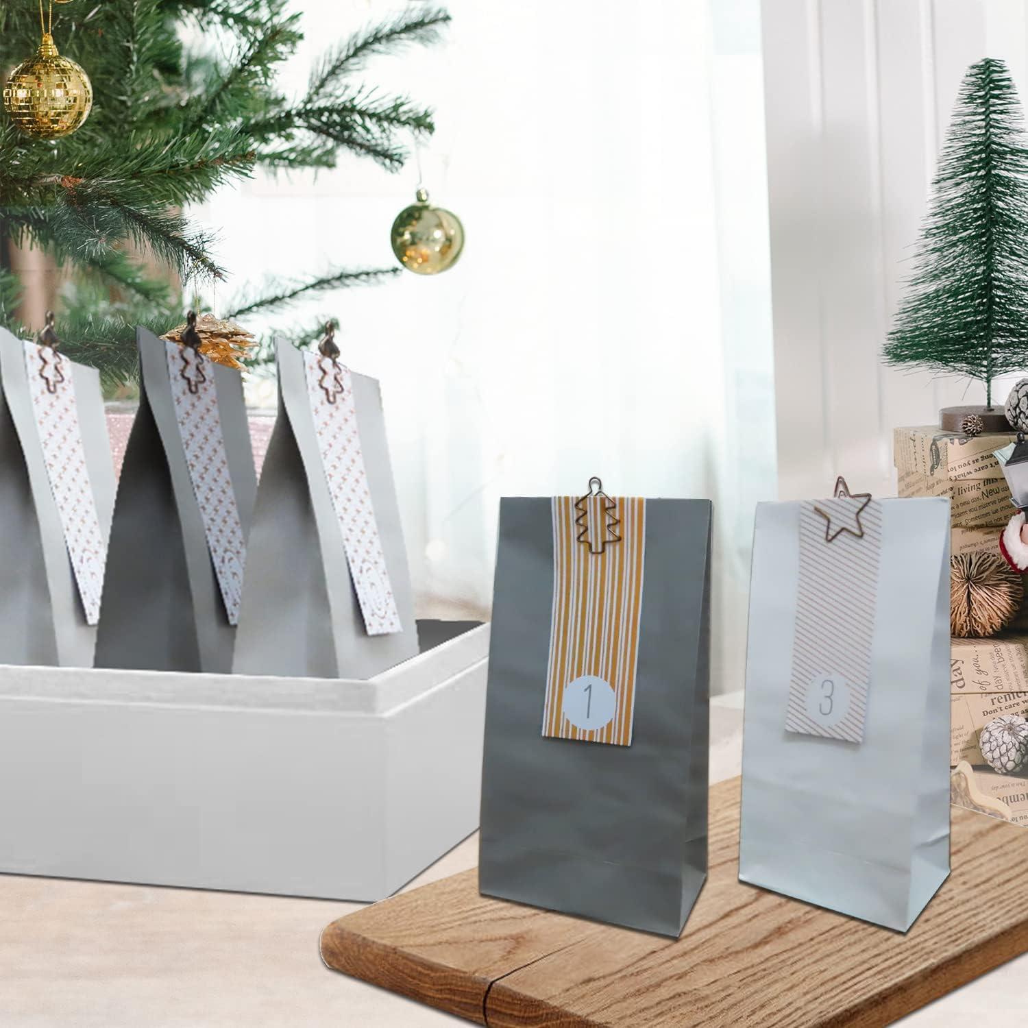Adventskalender Bastelset 24 Weihnachtstüten Zahlen Metall-Klammern