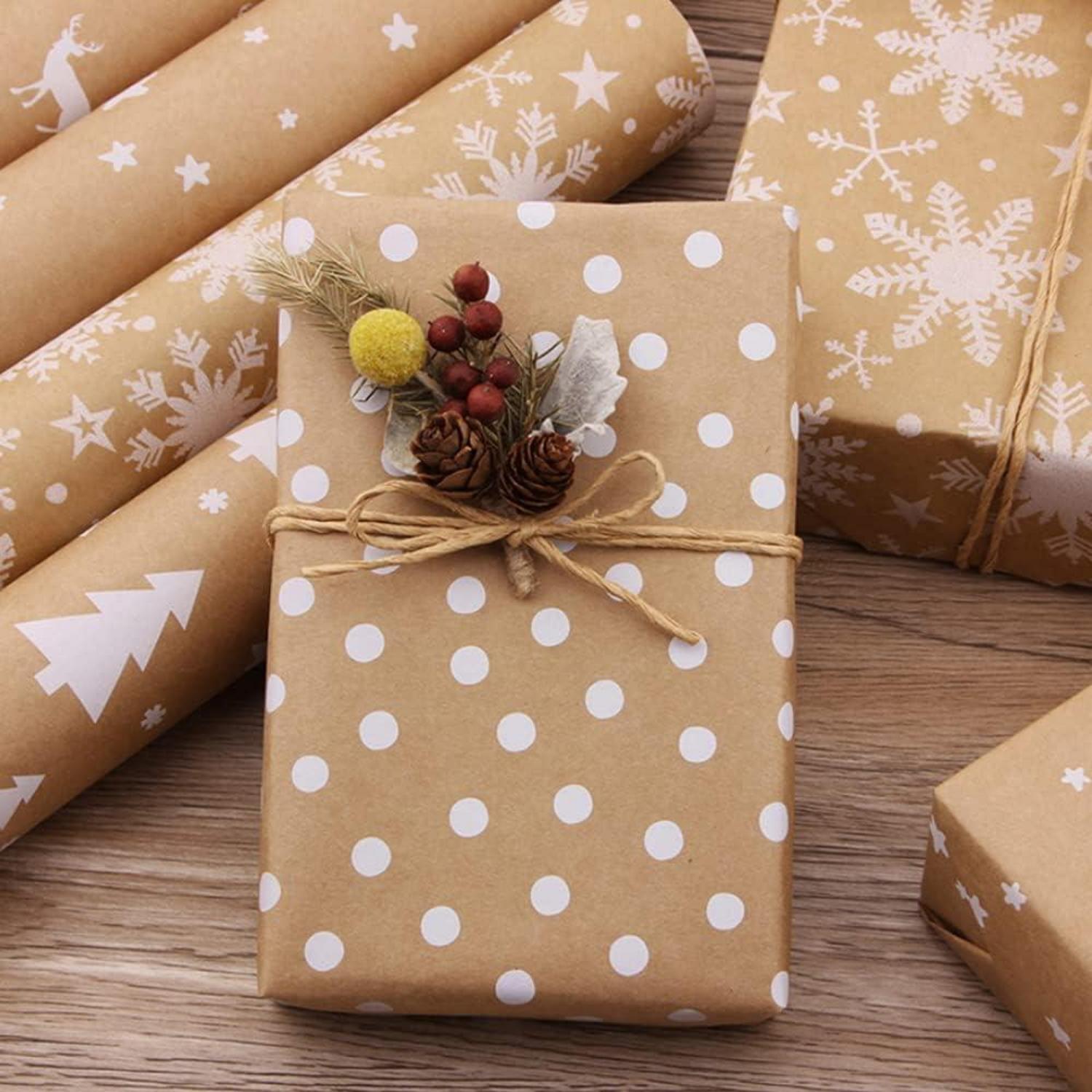 5PC Weihnachtsgeschenkpapier Set Elche Nostalgisch Kraftpapier