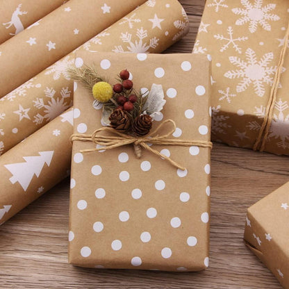 5PC Weihnachtsgeschenkpapier Set Elche Nostalgisch Kraftpapier