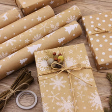 5er Weihnachtspapier Set Elche Stern Schneeflocken Braun