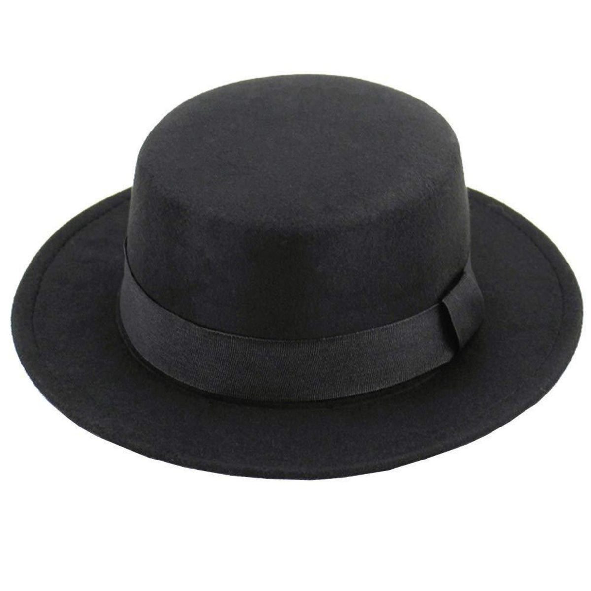 Wollmischung Fedora Hut, Breite Krempe, Schwarz