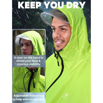 ANYOO Wasserdichter Radfahren Regen Poncho mit Kapuze