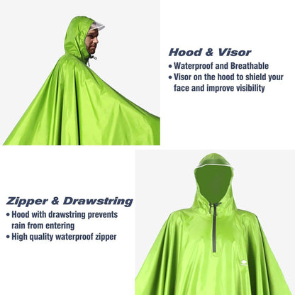 Wasserdichter Regenponcho mit Kapuze für Radfahren und Outdoor