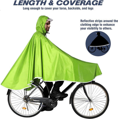 Wasserdichter Radfahren Regenponcho mit Kapuze - Leicht Kompakt Grün Gelb
