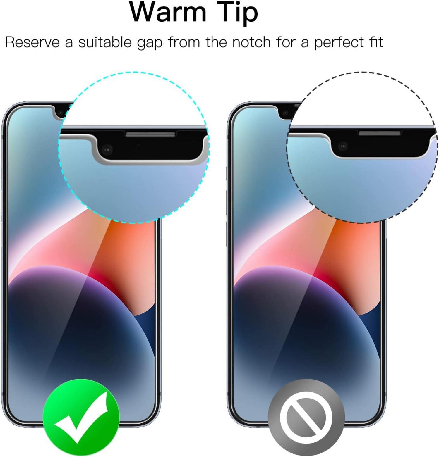 Panzer Schutzfolie Displayschutz 3 Stück JETech iPhone 14 Plus 6,7