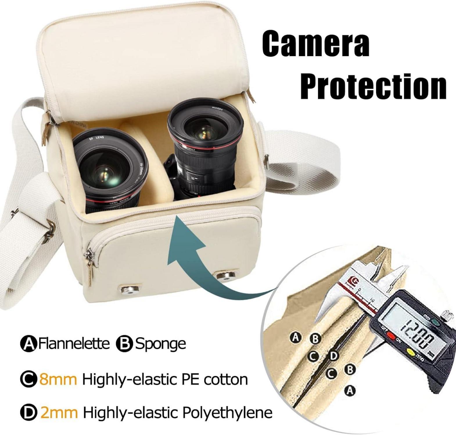 Cwatcun Kameratasche Wasserdicht Vintage SLR-Fototasche Canvas Weiß S