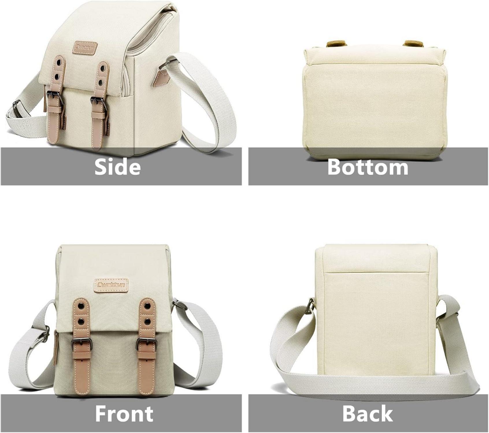 Cwatcun Kameratasche Wasserdicht Vintage SLR-Fototasche Canvas Weiß S