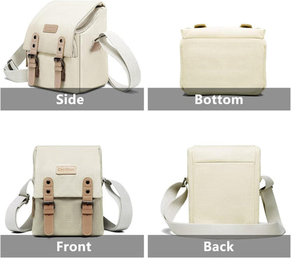 Cwatcun Kameratasche Wasserdicht Vintage SLR-Fototasche Canvas Weiß S