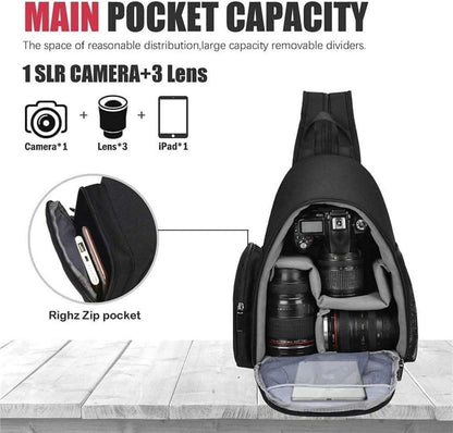 Kameratasche SLR wasserdichter Kamerarucksack Organizer - Schwarz
