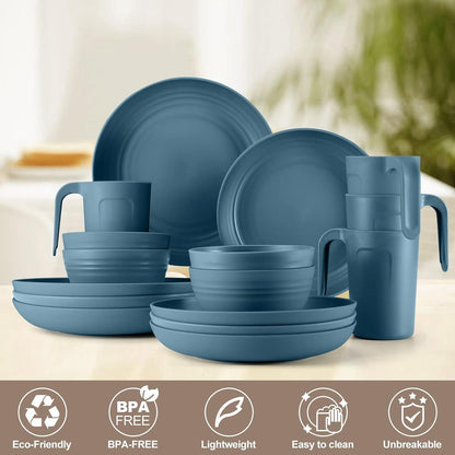 Odoland Wiederverwendbares Camping Geschirr Set für 4