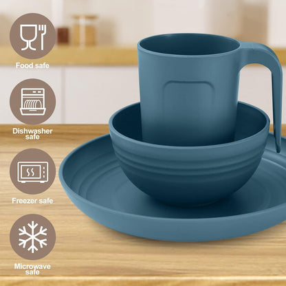 Odoland Wiederverwendbares Camping Geschirr Set für 4