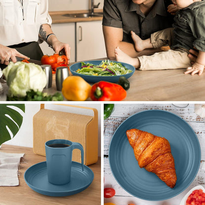 Odoland Wiederverwendbares Camping Geschirr Set für 4