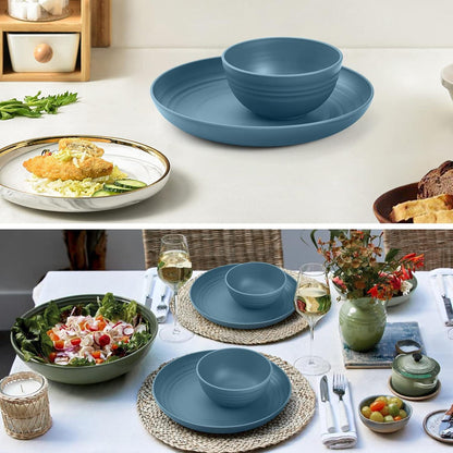 Odoland Wiederverwendbares Camping Geschirr Set für 4