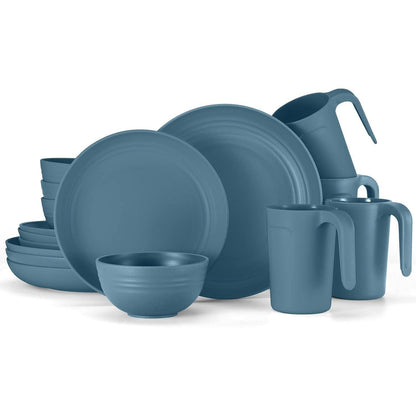 Odoland Wiederverwendbares Camping Geschirr Set für 4