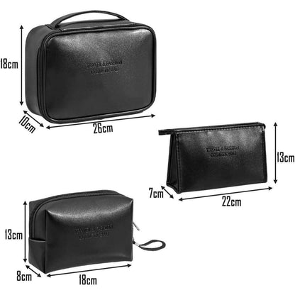 Kosmetik Set Schwarz PU 3er