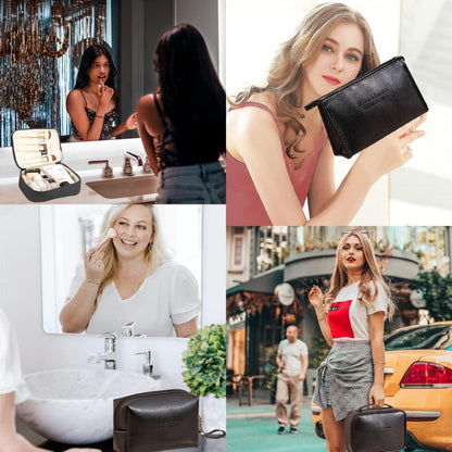 Kosmetik Set Schwarz PU 3er