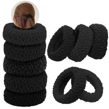 10er Set Dickes Baumwolle Haargummis Schwarz - Nahtlose Elastische