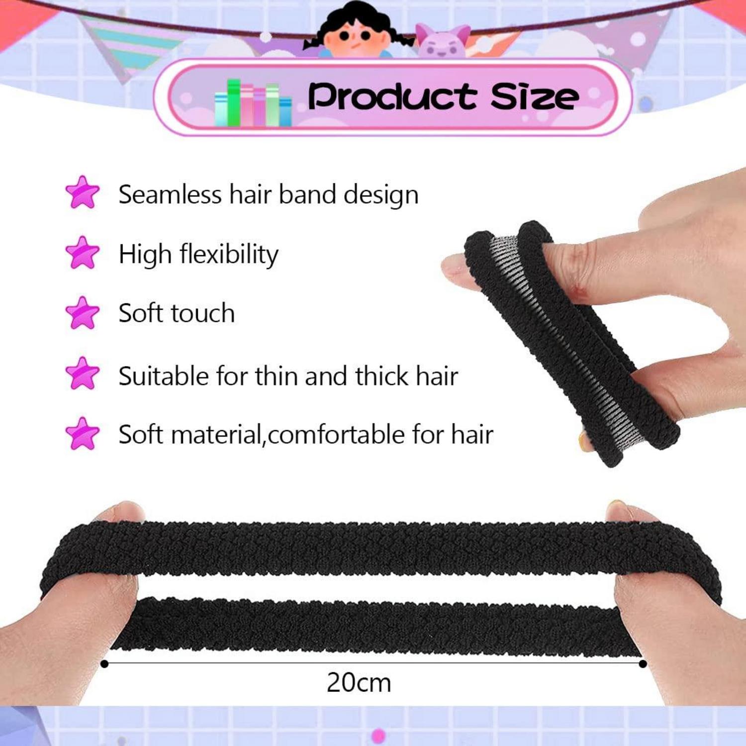 10er Set Dickes Baumwolle Haargummis Schwarz - Nahtlose Elastische