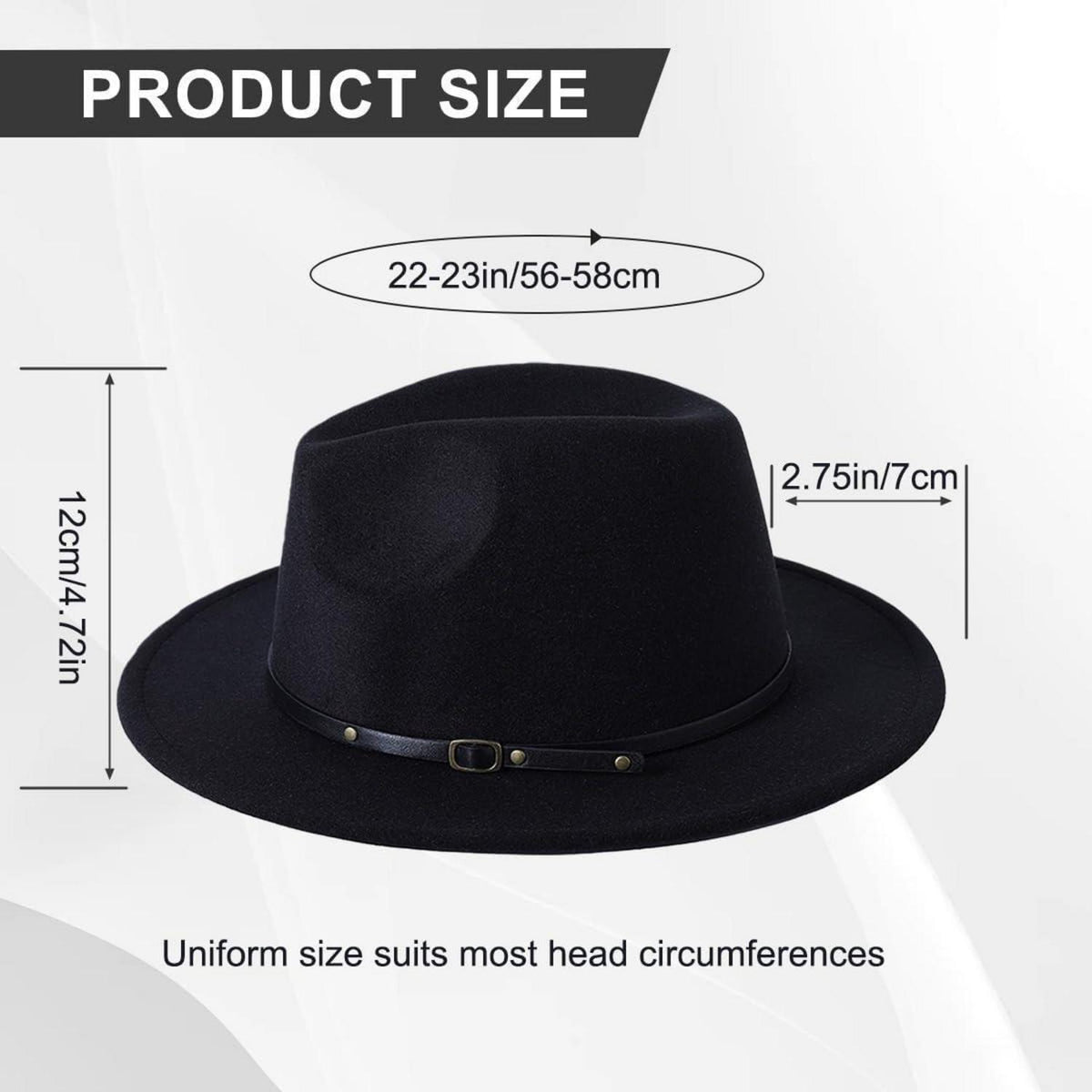 Verstellbarer Fedora Hut Damen & Herren – Schwarz