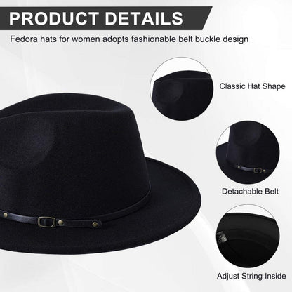 Verstellbarer Fedora Hut Damen & Herren – Schwarz
