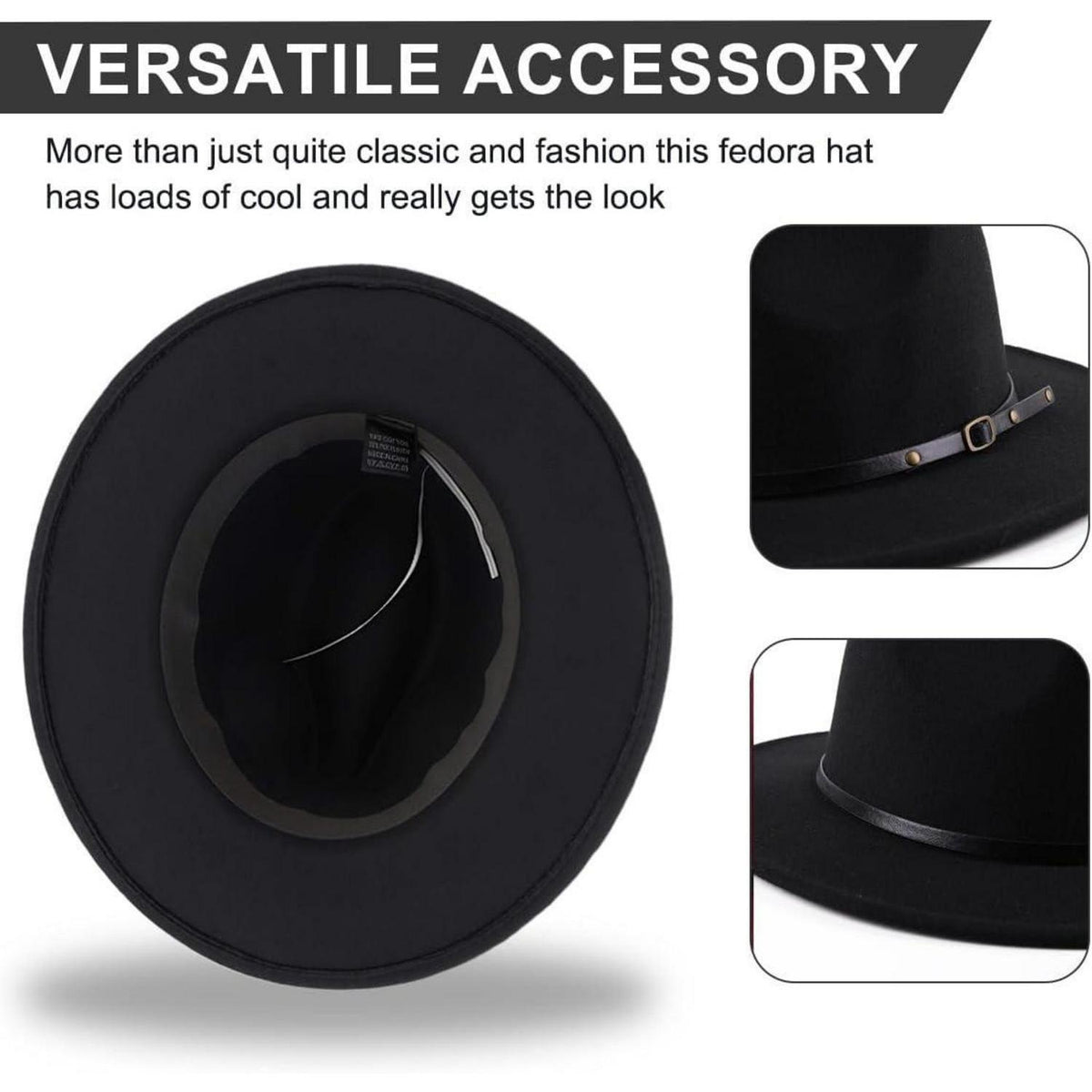 Verstellbarer Fedora Hut Damen & Herren – Schwarz