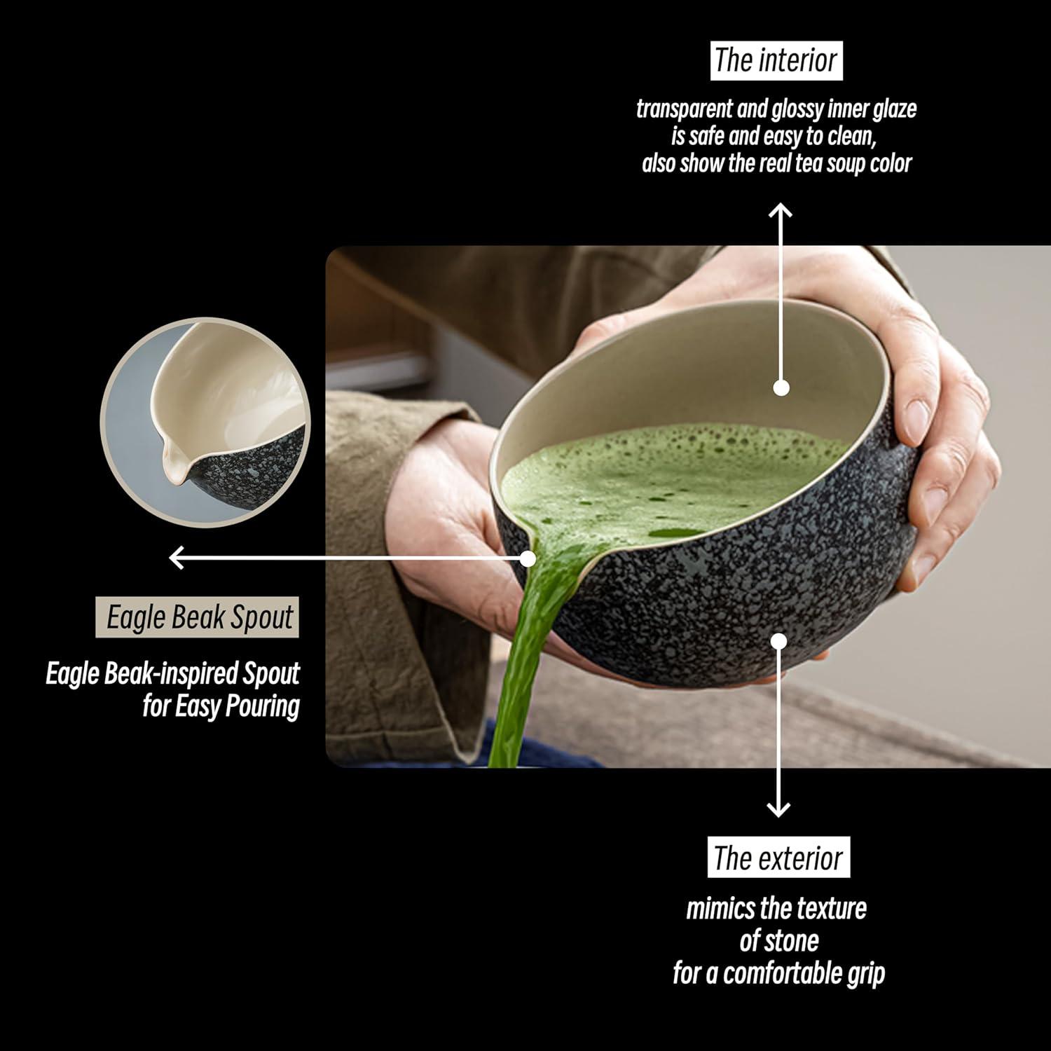 TEANAGOO Japanischer Naturstein-Matcha-Chawan mit
