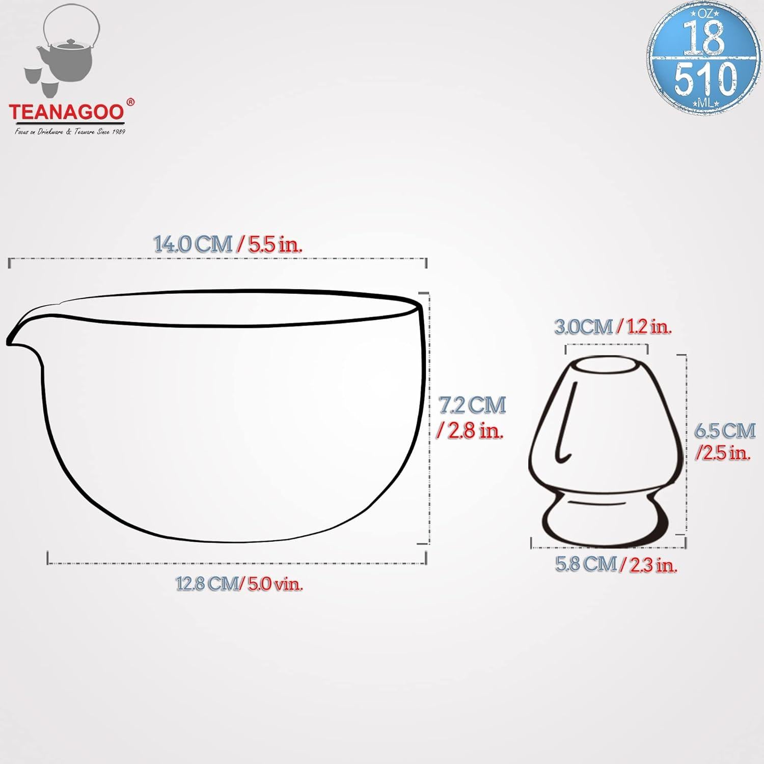 Matcha-Schale 510ml mit Schneebesenauflage, Japanisches