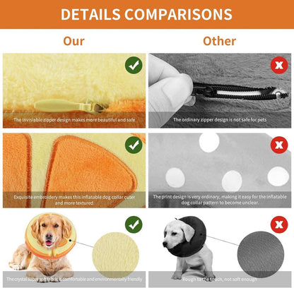 IEUUMLER Aufblasbare Halskrause Hund Leckschutz Einstellbar Bequem Katzen & Hunde EU004 XL Orange