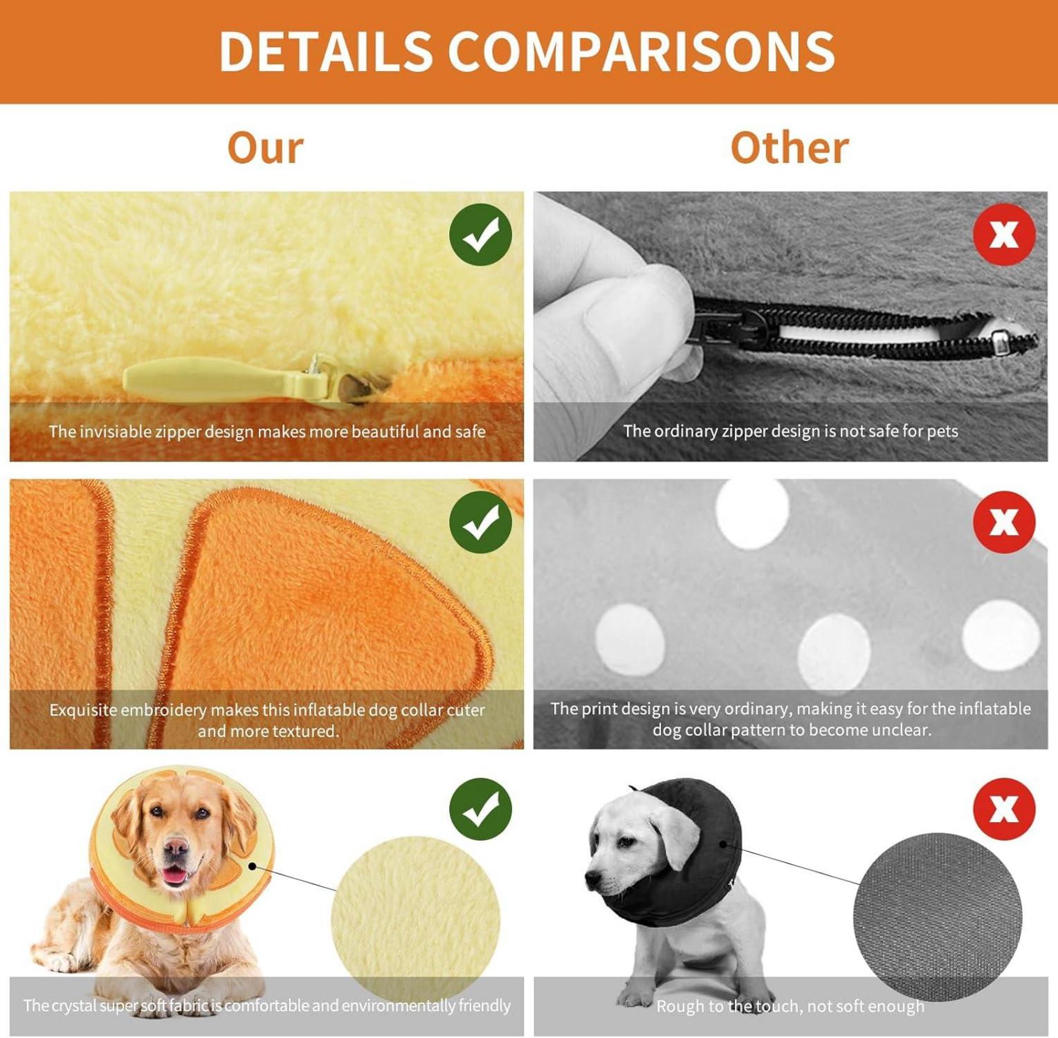 IEUUMLER Aufblasbare Halskrause Hund Leckschutz Verhindert Beißen Kratzen EU004 Orange L