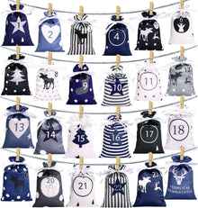 Adventskalender Stoffsäckchen Set Weihnachtliche Deko mit Zahlen 24